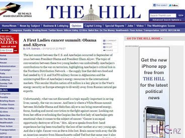 В газете "The Hill" вышла статья о предстоящей встрече Первой леди Азербайджана Мехрибан Алиевой с Первой леди США Мишель Обамой